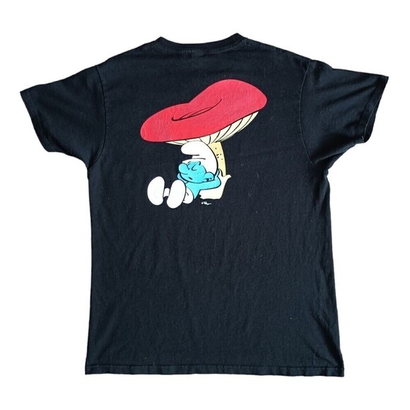 The Smurfs T-Shirt Men's Size Medium Black Lazy Smurf Graphic Short Sleeve - Picture 4 of 8